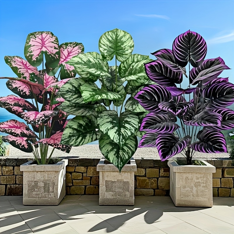 Fiddle Leaf Fig - 3 個 60 センチメートル大型人工緑の植物セット庭の装飾 36 葉模擬盆栽鉢植え装飾ホームルームパーティー結婚式