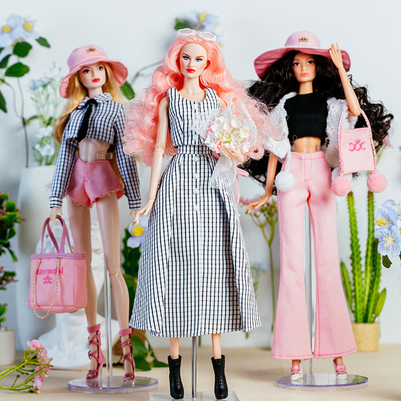 Philodendron Pink Princess - 32 センチメートルスーパーモデル人形服スーツヨーロッパのファッション市松シャツピンクアクセサリーセットプリンセスドレス DIY おもちゃコレクターギフト