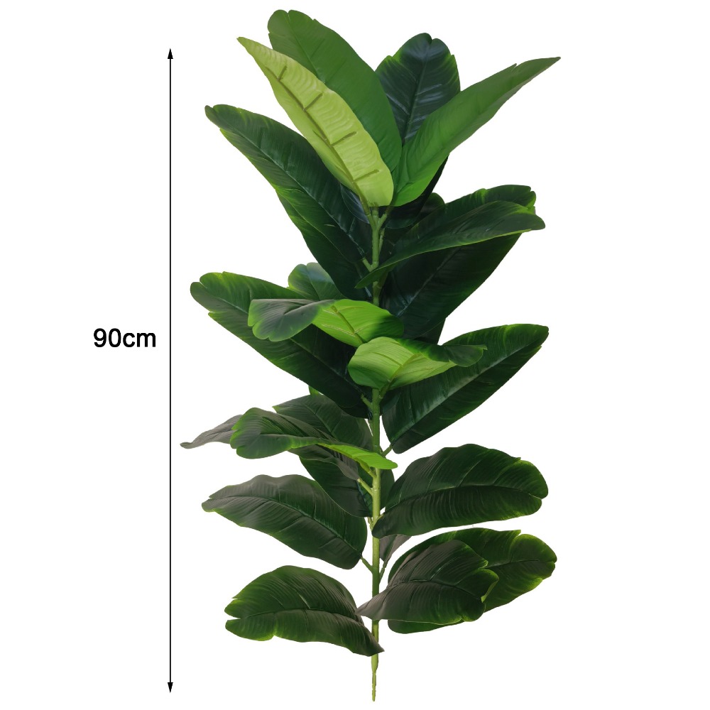 Fiddle Leaf Fig - 緑色のプラスチック製人工フィカスツリー 大型 23枚の葉 大型人工フィカスパームリーフ モンステラツリーの枝