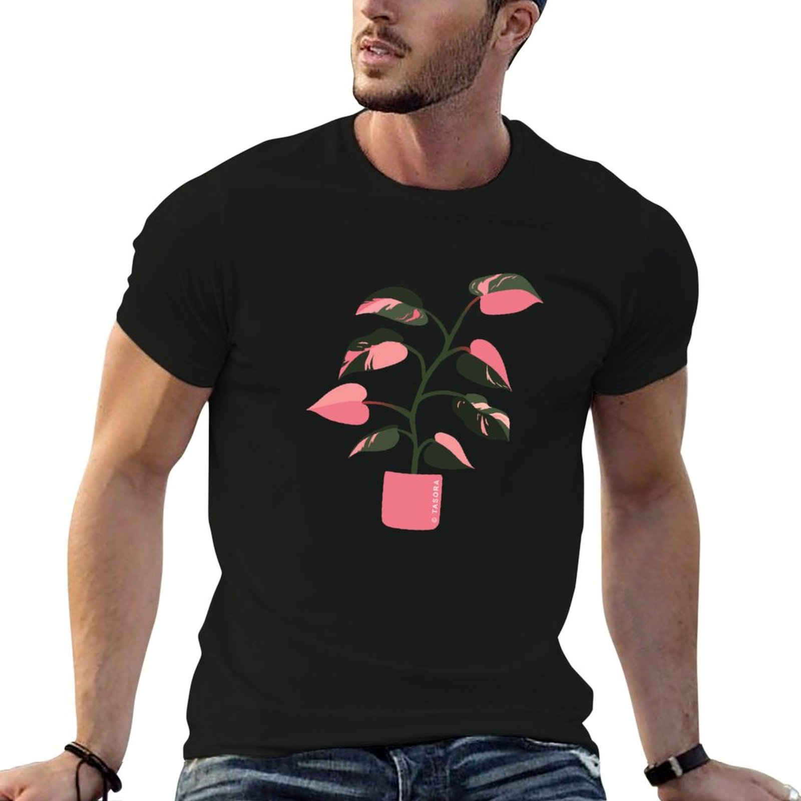 Philodendron Pink Princess - フィロデンドロン ピンク プリンセス アートワーク Tシャツ ベーシック
