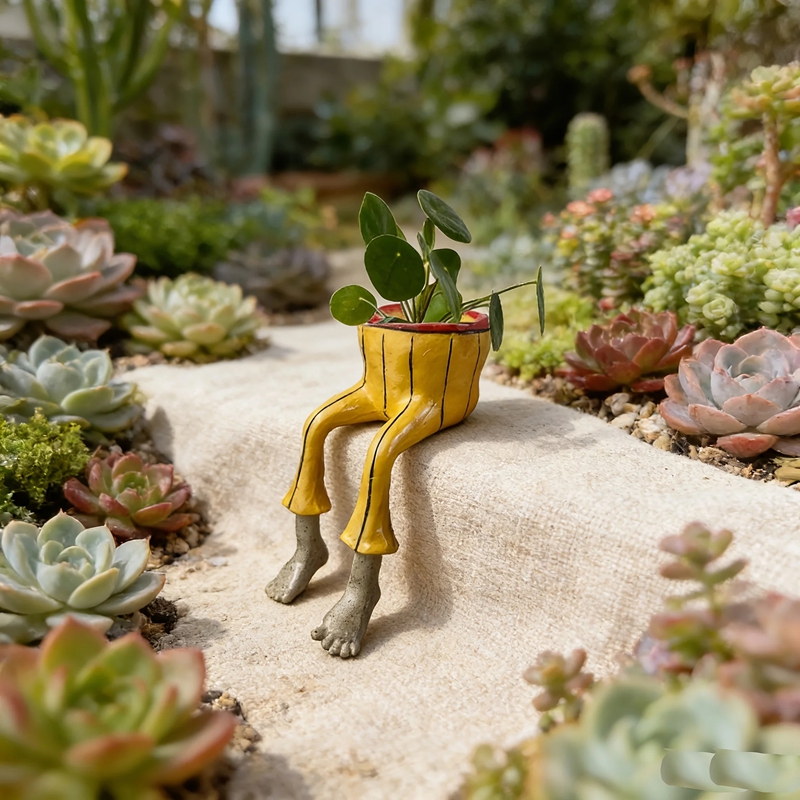 Plant Parental - 斬新な座り姿のセラミック製プランター、キュートなドレスとジーンズの形をした植木鉢、自宅やオフィスの棚の装飾、植物愛好家のためのギフト ﻿
