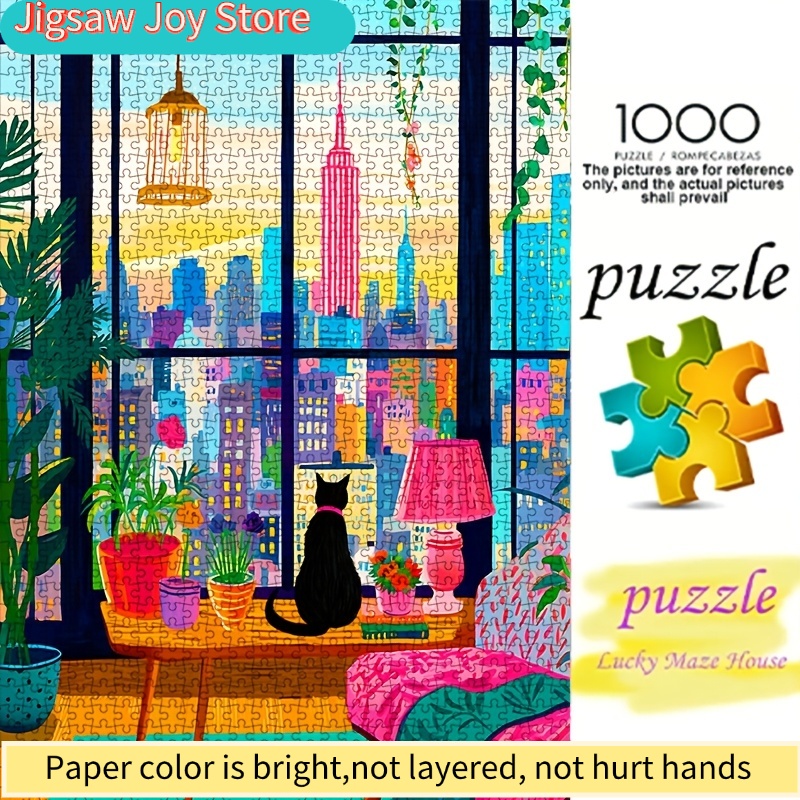 DIYペーパーパズル、ニューヨーク市の夜景、猫、鉢植え、高品 - Plant Parental のレビューと価格