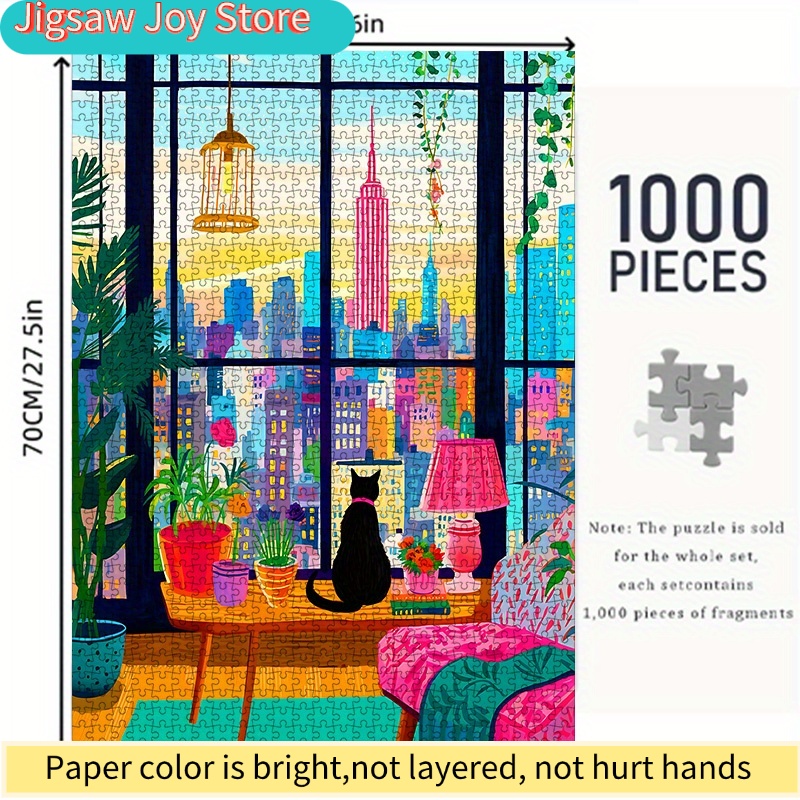 DIYペーパーパズル、ニューヨーク市の夜景、猫、鉢植え、高品 - Plant Parental のレビューと価格