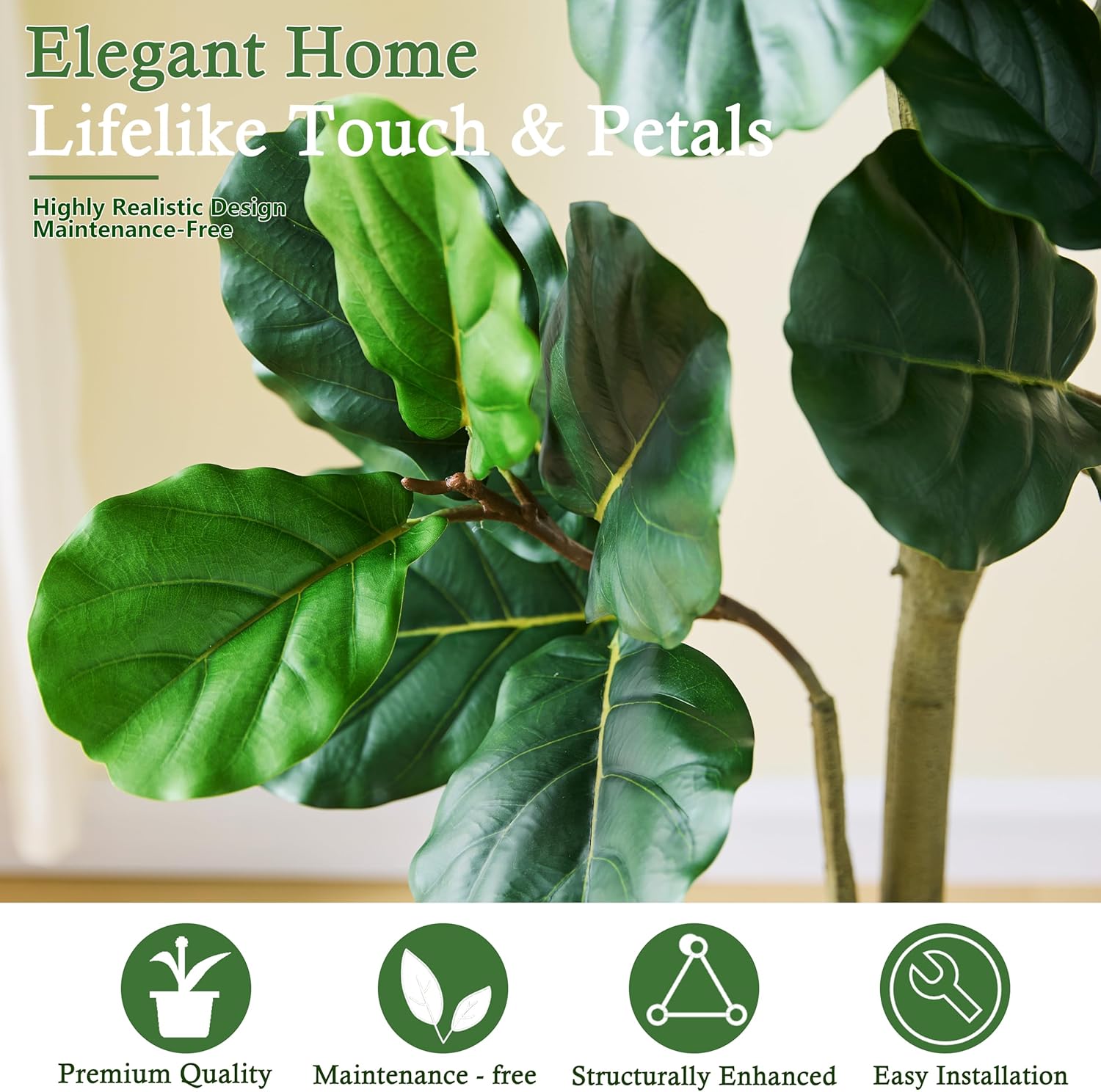 135cmの人工フィドルリーフフィグツリー、プレミアムフェイ - Fiddle Leaf Fig のレビューと価格