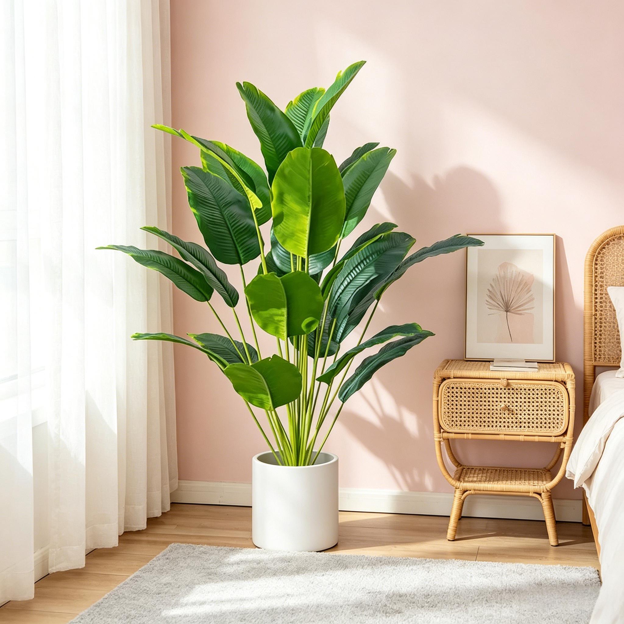 67-112cmの大型人工植物、極楽鳥花、熱帯風フェイクバナ - Fiddle Leaf Fig のレビューと価格