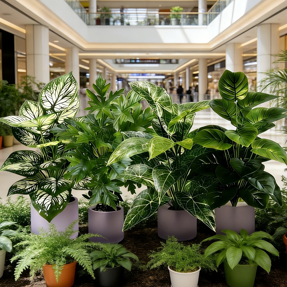 4個入り人工植物、48枚の葉を持つ大型フェイク扇形葉ひまわり - Fiddle Leaf Fig のレビューと価格