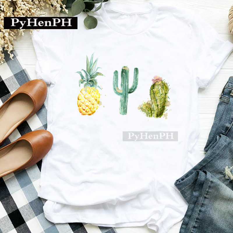 ファッション女性の個性サボテンプリント半袖Tシャツ親子スーツ - Plant Parental のレビューと価格