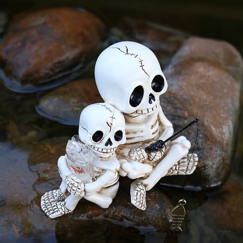 ハロウィン親子スカル像樹脂製鉢植えガーデンデコレーション、小 - Plant Parental のレビューと価格