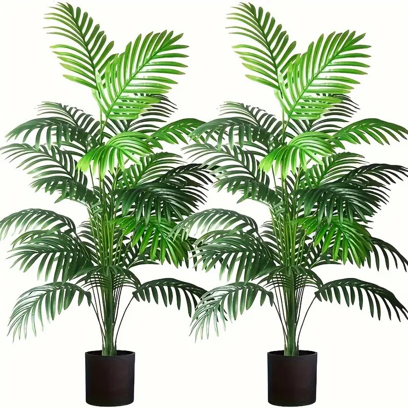 24枚の葉を持つアレカヤシの人工観葉植物、鉢植えのプラスチッ - Fiddle Leaf Fig のレビューと価格