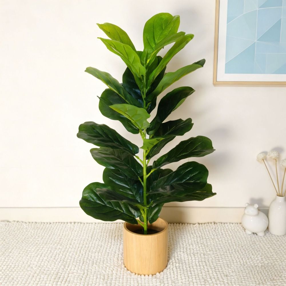 緑色のプラスチック製人工フィカスツリー 大型 23枚の葉 大 - Fiddle Leaf Fig のレビューと価格