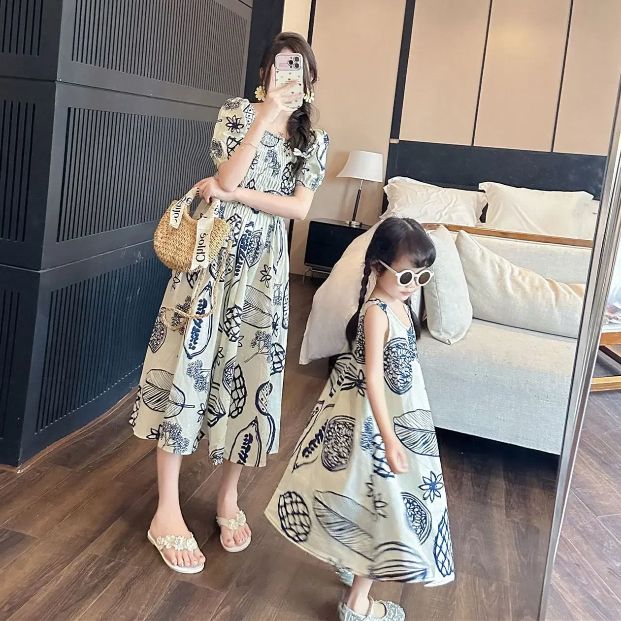 女性スモックドレス韓国姉妹家族服ママ娘兄弟服親子ドレスお父さ - Plant Parental のレビューと価格