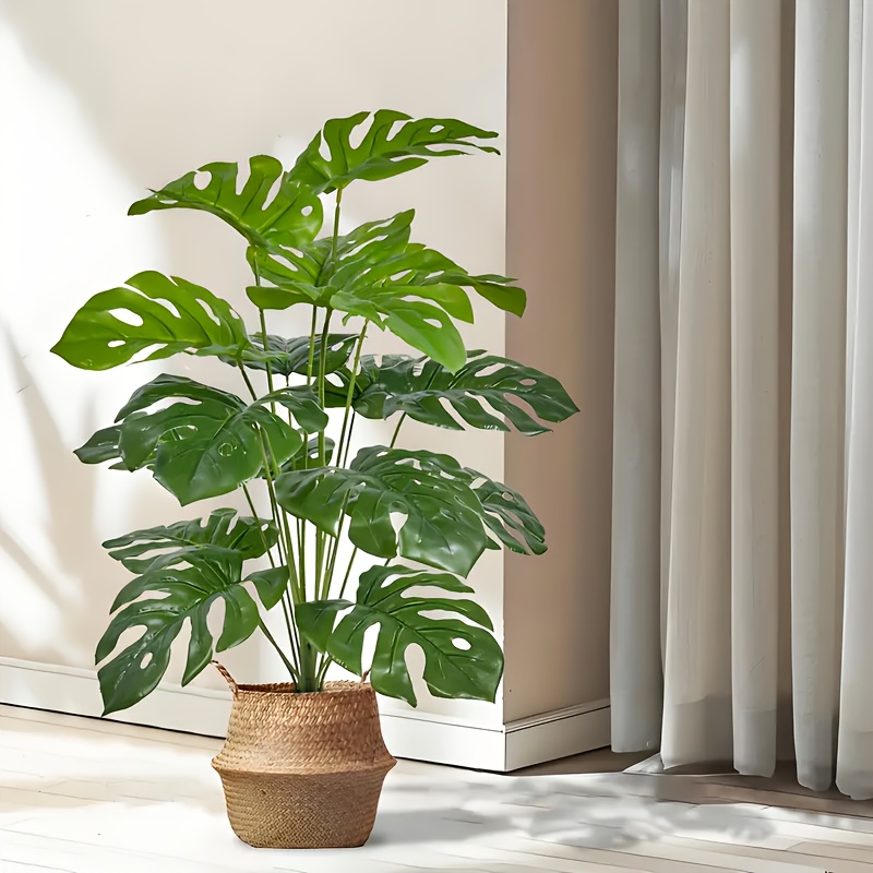 2 個グリーン 24 葉人工ヤシ植物とモンステラプラスチック - Fiddle Leaf Fig のレビューと価格