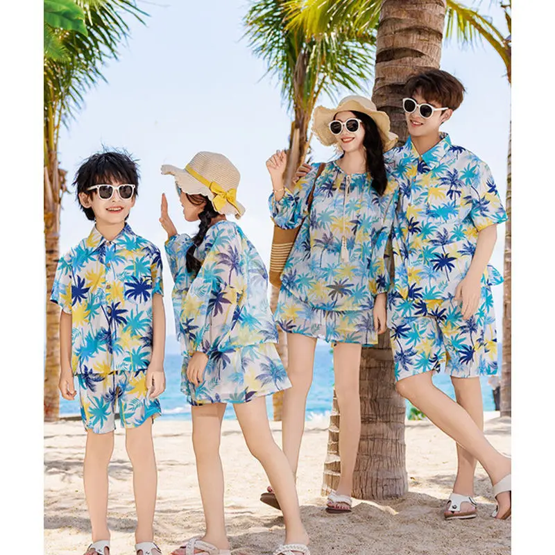 家族旅行お揃いコーデ ホリデー 親子 ビーチ ツーピースセッ - Plant Parental のレビューと価格