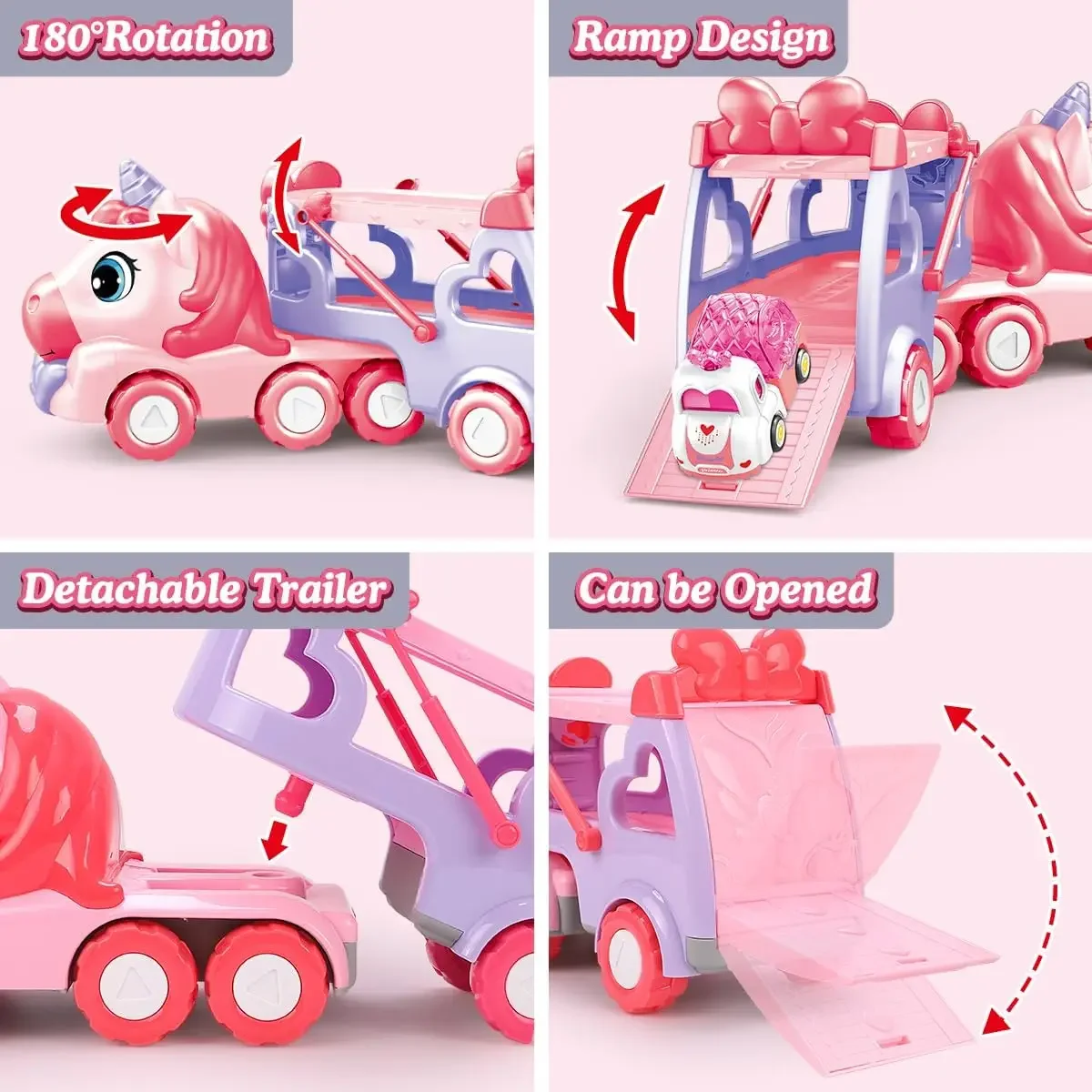 ユニコーンガールおもちゃ輸送トラックカー、ライト＆サウンド付 - Philodendron Pink Princess のレビューと価格