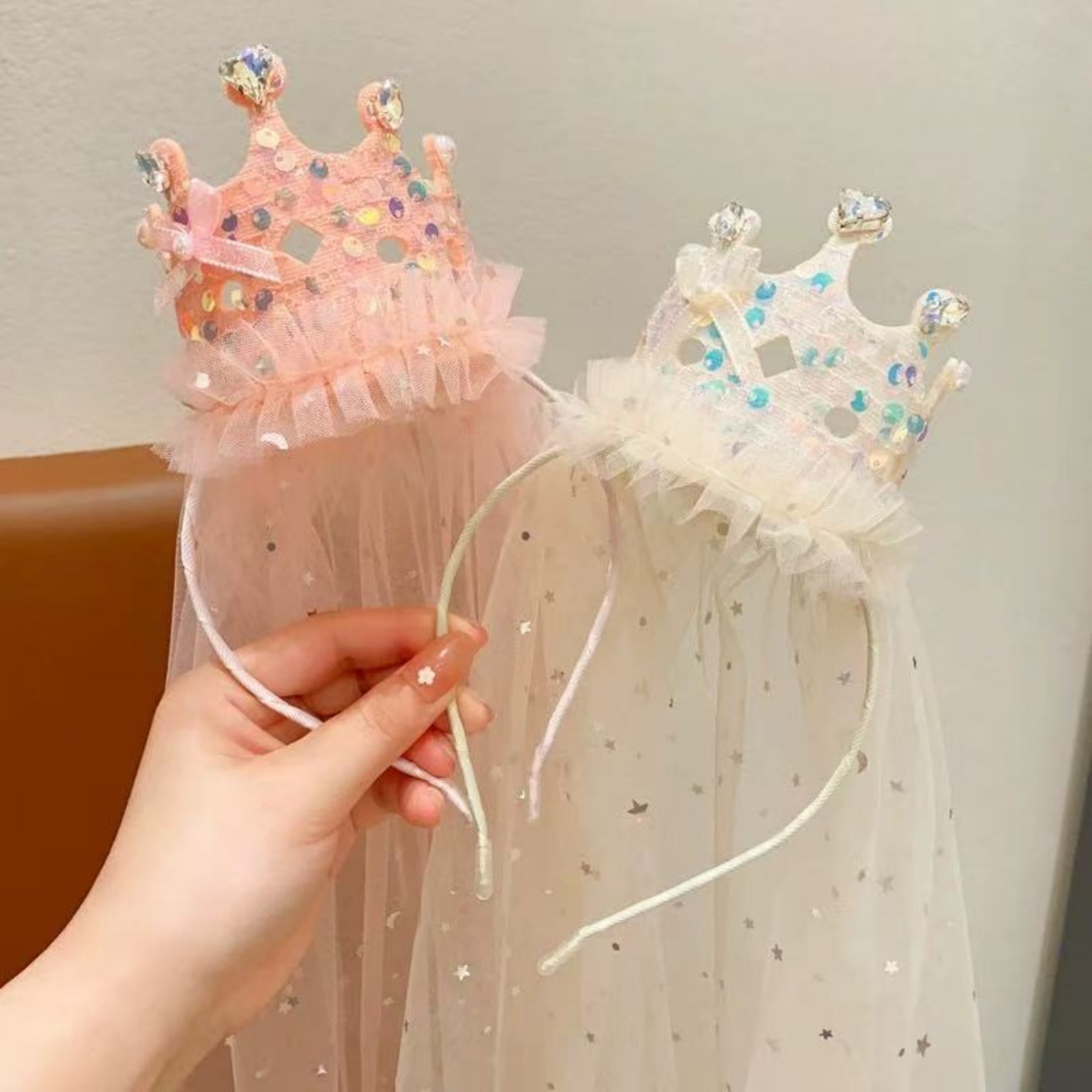 1PC プリンセスクラウンベールヘッドバンド、キラキラチュー - Philodendron Pink Princess のレビューと価格