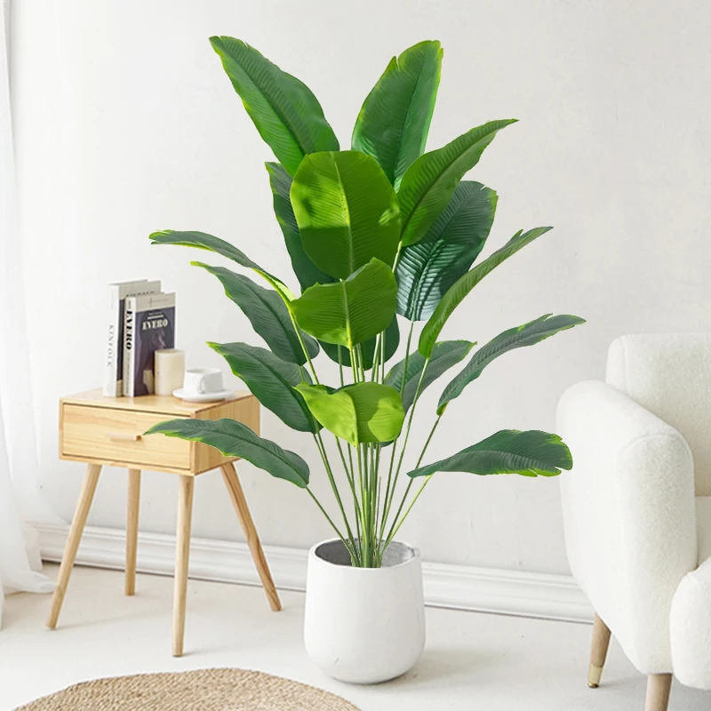 1個 人工観葉植物 大型 熱帯ヤシの木 フェイクバナナの葉  - Fiddle Leaf Fig のレビューと価格