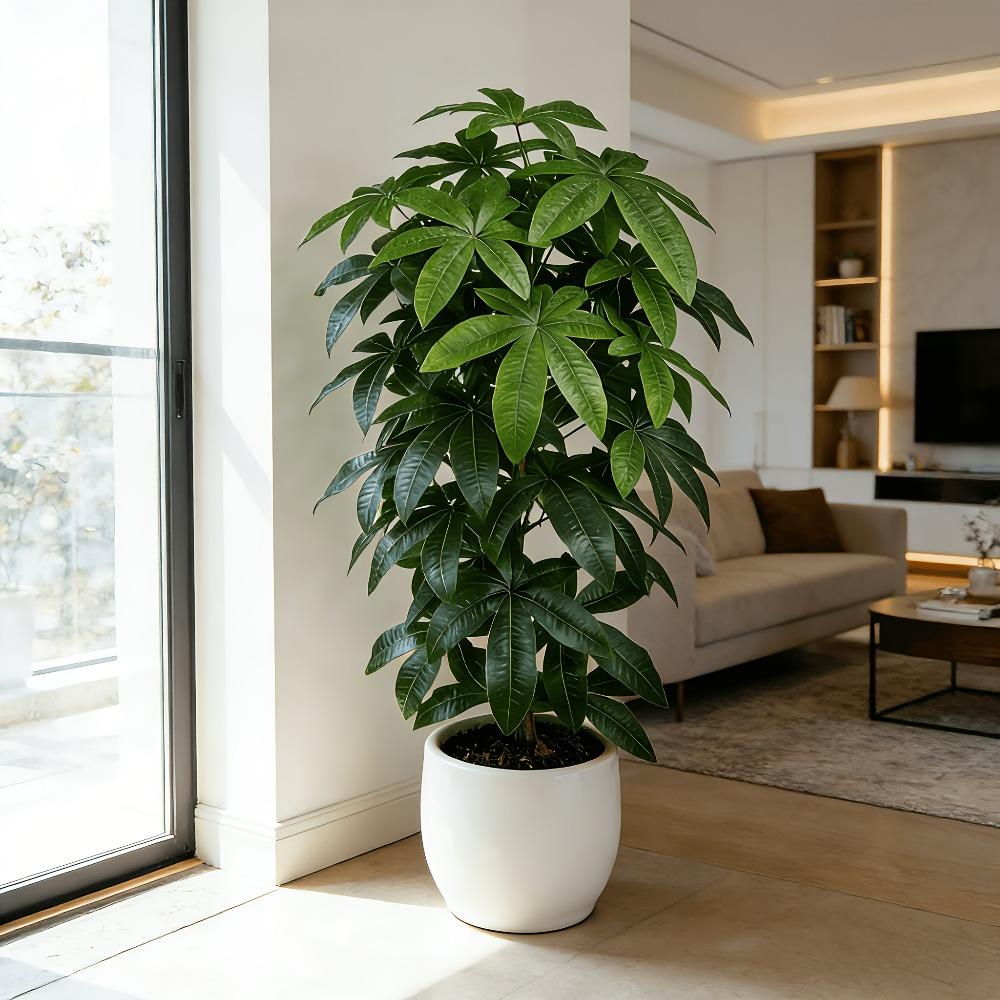 人工の金のなる木パキラ・アクアティカは、科学的にも知られる金 - Fiddle Leaf Fig のレビューと価格